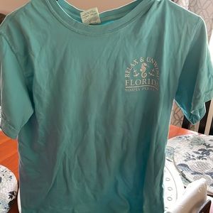 Turquoise nautical Florida t-shirt with sea horse.  Size small